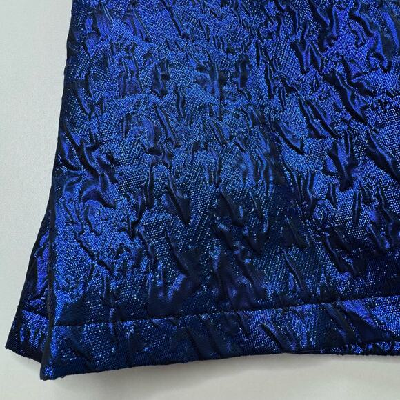 Lulu's | Spin the Night Blue Jacquard Sleeveless Mini Skater Dress - Picture 6 of 6